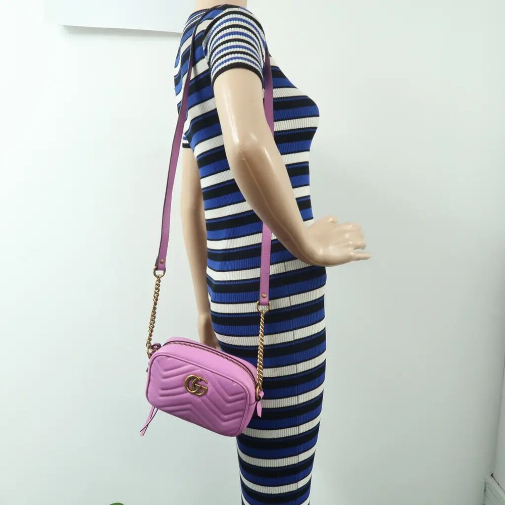 GUCCI GG Marmont Purple Leather Shoulder Bag 922-021825 - Picture 12 of 12